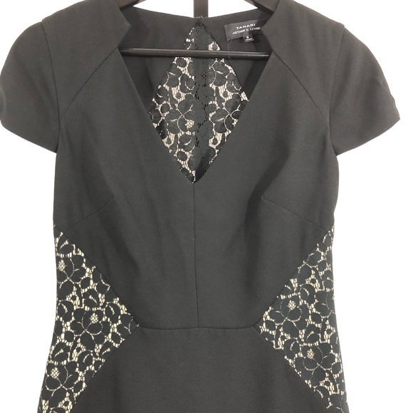 Tahari-Arthur S. Levin-Black & Tan Sheath Dress-6 - Picture 2 of 8